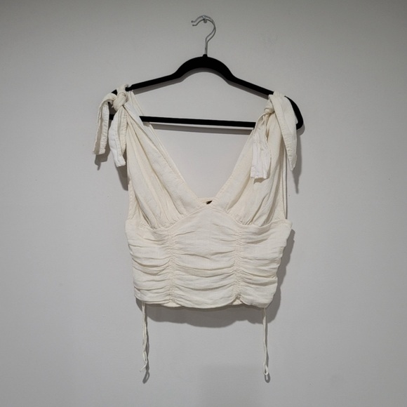 Free People Eva Rouched Tie Crop Top Size Large - Picture 14 of 14